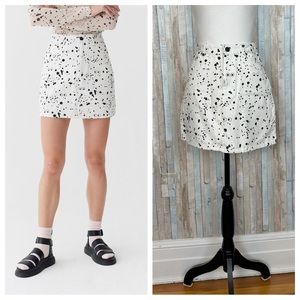 Lazy Oaf x Studio Arhoj 28 Mini Splatter Dot & Eye Print Skirt Denim White Black